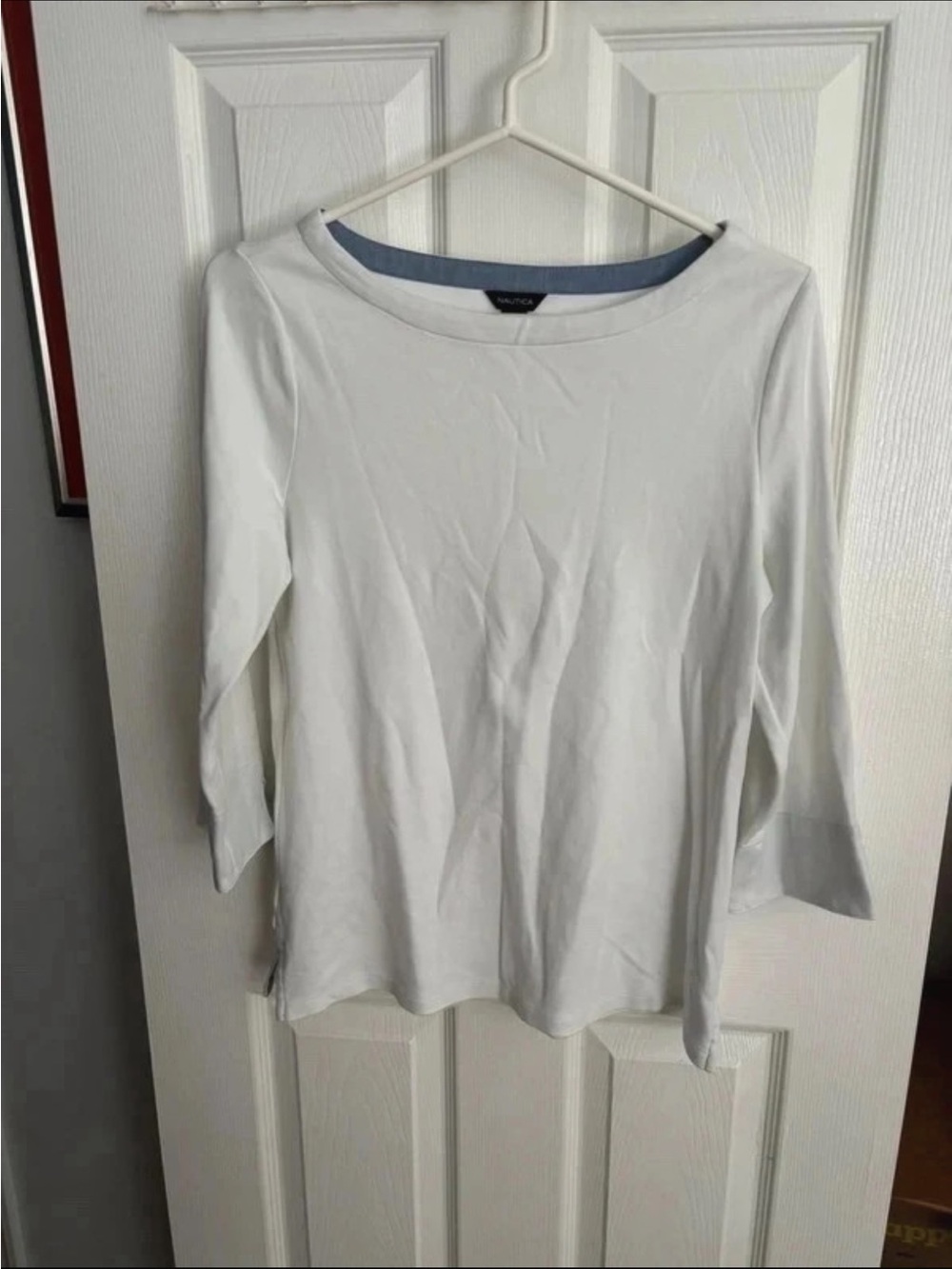 Nautica Women's White Boatneck Long Sleeve Top